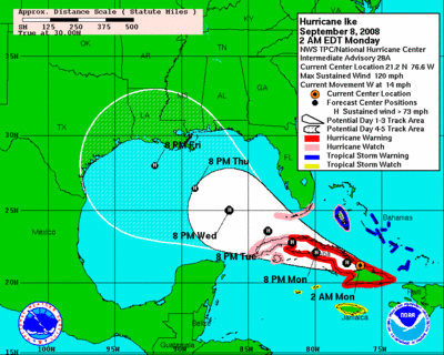 Tropical Cyclone Track Forecast Cone and Watch/Warning Graphic.