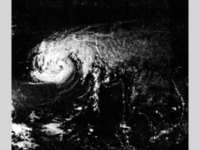 Black and white image of a forming storm
