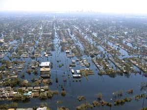 Photo of the flooding in New Orleans following Katrina.