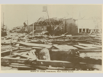 Rubble and destoyed homes in West Palm Beach, Florida