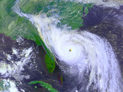 Satellite image of hurricane hugo