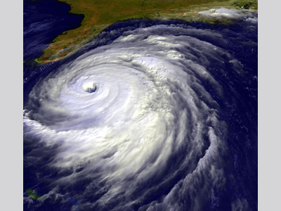 Image of a hurricane off the east coast of the Florida Panhandle