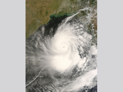 Satellite image of Cyclone Nargis as a Category 2 Storm