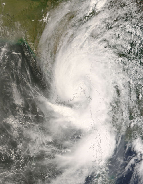 Satellite image of Cyclone Nargis.
