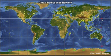 Map showing the global radiosonde network.