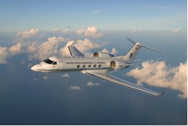 Image of a Gulfstream IV-SP (G-IV) reconnaissance twin turbofan jet aircraft,