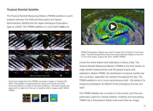 Example page showing imagery from the TRMM satellite