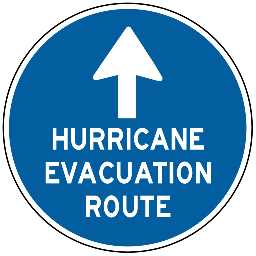 Photo of an evacuation route sign.